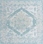 Aqua 10' x 10' Outdoor Traditional Square Area Rug Weather Resistant for Patio, Deck, Terrace, Balcony, Porch Classical Design Outside Carpet for Sale at Rug Engine
