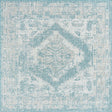 Aqua 5' 3 x 5' 3 Outdoor Traditional Square Area Rug Weather Resistant for Patio, Deck, Terrace, Balcony, Porch Classical Design Outside Carpet for Sale at Rug Engine
