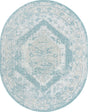 Aqua 7' 10 x 10' Outdoor Traditional Oval Area Rug Weather Resistant for Patio, Deck, Terrace, Balcony, Porch Classical Design Outside Carpet for Sale at Rug Engine