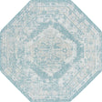 Aqua 7' 10 x 7' 10 Outdoor Traditional Octagon Area Rug Weather Resistant for Patio, Deck, Terrace, Balcony, Porch Classical Design Outside Carpet for Sale at Rug Engine
