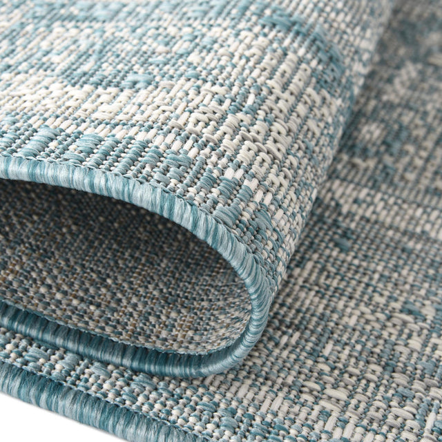Aqua 5' 3 x 5' 3 Outdoor Traditional Octagon Area Rug Weather Resistant for Patio, Deck, Terrace, Balcony, Porch Classical Design Outside Carpet for Sale at Rug Engine