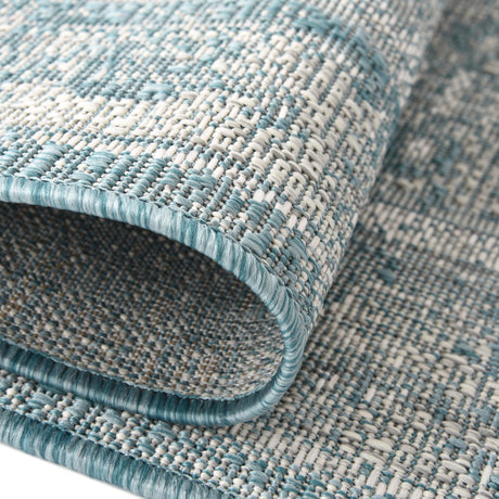 Aqua 7' 10 x 7' 10 Outdoor Traditional Octagon Area Rug Weather Resistant for Patio, Deck, Terrace, Balcony, Porch Classical Design Outside Carpet for Sale at Rug Engine
