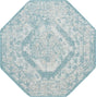 Aqua 5' 3 x 5' 3 Outdoor Traditional Octagon Area Rug Weather Resistant for Patio, Deck, Terrace, Balcony, Porch Classical Design Outside Carpet for Sale at Rug Engine