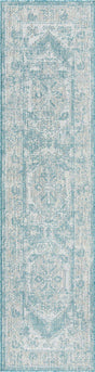 Aqua 2' x 8' Outdoor Traditional Runner Area Rug Weather Resistant for Patio, Deck, Terrace, Balcony, Porch Classical Design Outside Carpet for Sale at Rug Engine