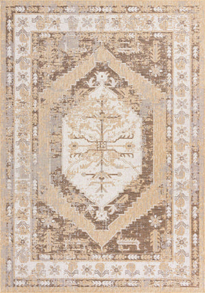 Natural 7' 10 x 11' Outdoor Traditional Rectangle Area Rug Weather Resistant for Patio, Deck, Terrace, Balcony, Porch Classical Design Outside Carpet for Sale at Rug Engine