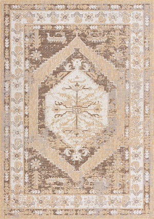 Natural 7' 1 x 10' Outdoor Traditional Rectangle Area Rug Weather Resistant for Patio, Deck, Terrace, Balcony, Porch Classical Design Outside Carpet for Sale at Rug Engine