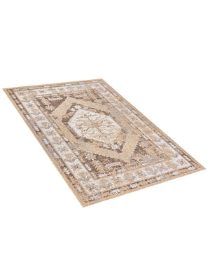 Natural 6' 1 x 9' Outdoor Traditional Rectangle Area Rug Weather Resistant for Patio, Deck, Terrace, Balcony, Porch Classical Design Outside Carpet for Sale at Rug Engine
