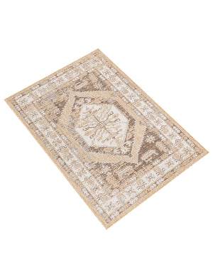 Natural 4' 1 x 6' 1 Outdoor Traditional Rectangle Area Rug Weather Resistant for Patio, Deck, Terrace, Balcony, Porch Classical Design Outside Carpet for Sale at Rug Engine