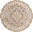Natural 7' 10 x 7' 10 Outdoor Traditional Round Area Rug Weather Resistant for Patio, Deck, Terrace, Balcony, Porch Classical Design Outside Carpet for Sale at Rug Engine