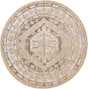 Natural 4' 1 x 4' 1 Outdoor Traditional Round Area Rug Weather Resistant for Patio, Deck, Terrace, Balcony, Porch Classical Design Outside Carpet for Sale at Rug Engine