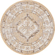 Natural 3' 1 x 3' 1 Outdoor Traditional Round Area Rug Weather Resistant for Patio, Deck, Terrace, Balcony, Porch Classical Design Outside Carpet for Sale at Rug Engine