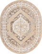 Natural 7' 10 x 10' Outdoor Traditional Oval Area Rug Weather Resistant for Patio, Deck, Terrace, Balcony, Porch Classical Design Outside Carpet for Sale at Rug Engine