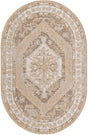 Natural 5' 3 x 8' Outdoor Traditional Oval Area Rug Weather Resistant for Patio, Deck, Terrace, Balcony, Porch Classical Design Outside Carpet for Sale at Rug Engine