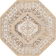 Natural 5' 3 x 5' 3 Outdoor Traditional Octagon Area Rug Weather Resistant for Patio, Deck, Terrace, Balcony, Porch Classical Design Outside Carpet for Sale at Rug Engine
