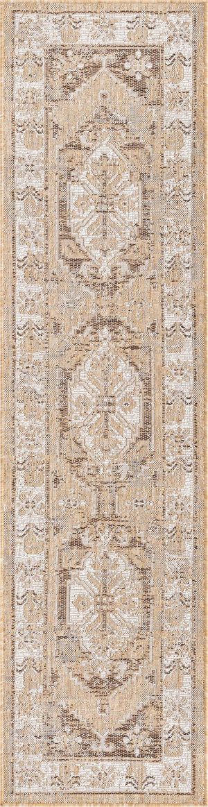 Natural 2' x 8' Outdoor Traditional Runner Area Rug Weather Resistant for Patio, Deck, Terrace, Balcony, Porch Classical Design Outside Carpet for Sale at Rug Engine