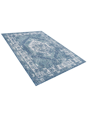 Blue 5' 3 x 8' Outdoor Traditional Rectangle Area Rug Weather Resistant for Patio, Deck, Terrace, Balcony, Porch Classical Design Outside Carpet for Sale at Rug Engine