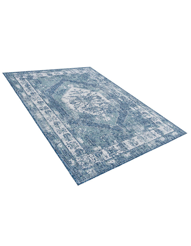 Blue 5' 3 x 8' Outdoor Traditional Rectangle Area Rug Weather Resistant for Patio, Deck, Terrace, Balcony, Porch Classical Design Outside Carpet for Sale at Rug Engine