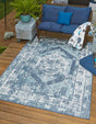 Blue 10' x 14' 1 Outdoor Traditional Rectangle Area Rug Weather Resistant for Patio, Deck, Terrace, Balcony, Porch Classical Design Outside Carpet for Sale at Rug Engine
