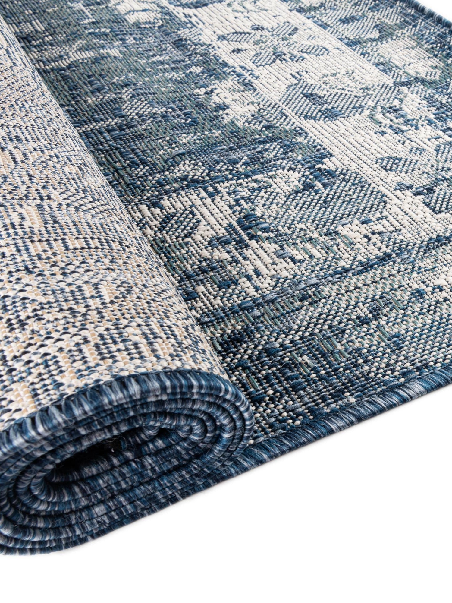 Blue 2' x 3' 1 Outdoor Traditional Rectangle Area Rug Weather Resistant for Patio, Deck, Terrace, Balcony, Porch Classical Design Outside Carpet for Sale at Rug Engine