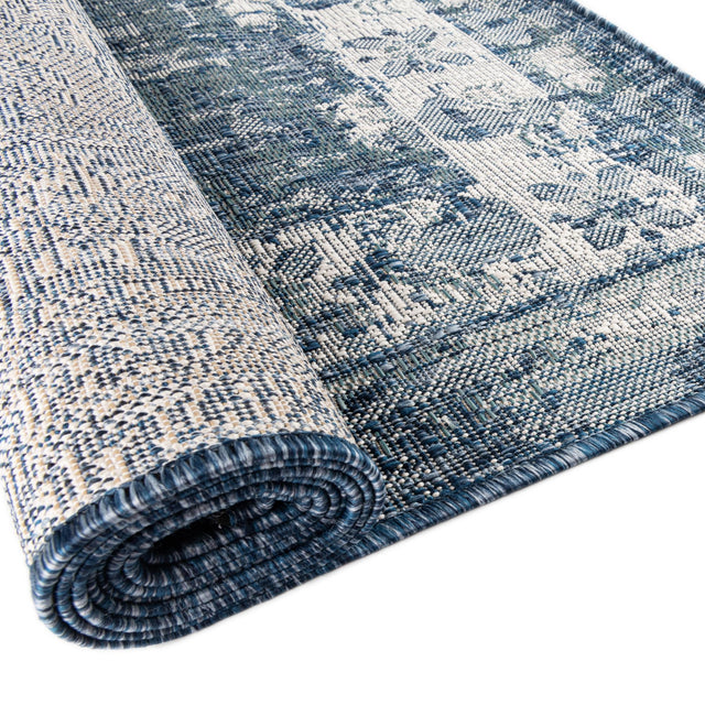 Blue 2' x 3' 1 Outdoor Traditional Rectangle Area Rug Weather Resistant for Patio, Deck, Terrace, Balcony, Porch Classical Design Outside Carpet for Sale at Rug Engine