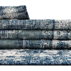 Blue 5' 3 x 8' Outdoor Traditional Rectangle Area Rug Weather Resistant for Patio, Deck, Terrace, Balcony, Porch Classical Design Outside Carpet for Sale at Rug Engine