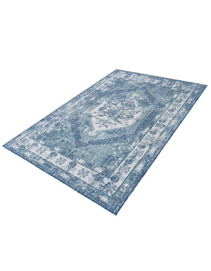 Blue 5' 3 x 8' Outdoor Traditional Rectangle Area Rug Weather Resistant for Patio, Deck, Terrace, Balcony, Porch Classical Design Outside Carpet for Sale at Rug Engine
