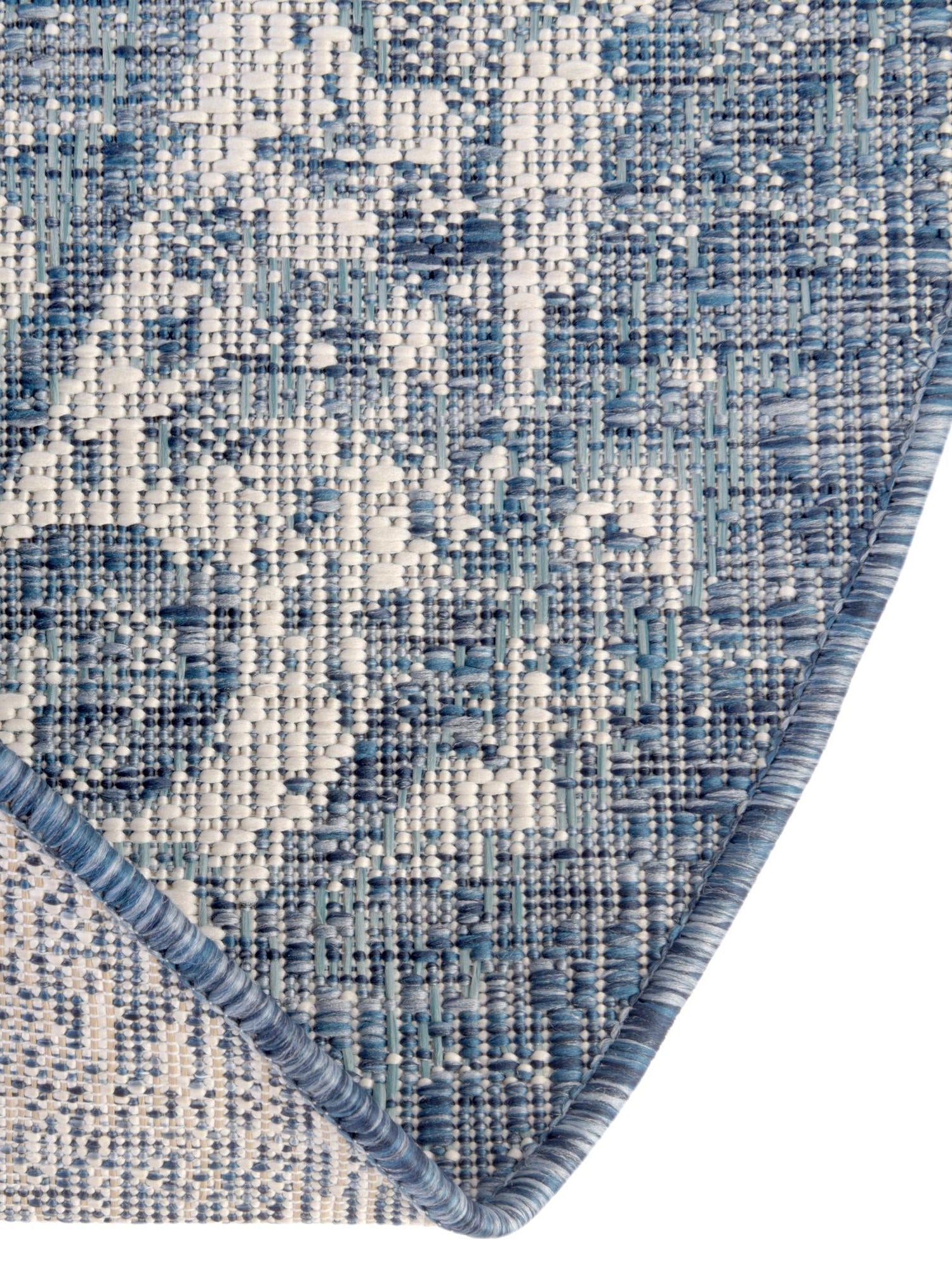 Blue 5' 3 x 5' 3 Outdoor Traditional Round Area Rug Weather Resistant for Patio, Deck, Terrace, Balcony, Porch Classical Design Outside Carpet for Sale at Rug Engine