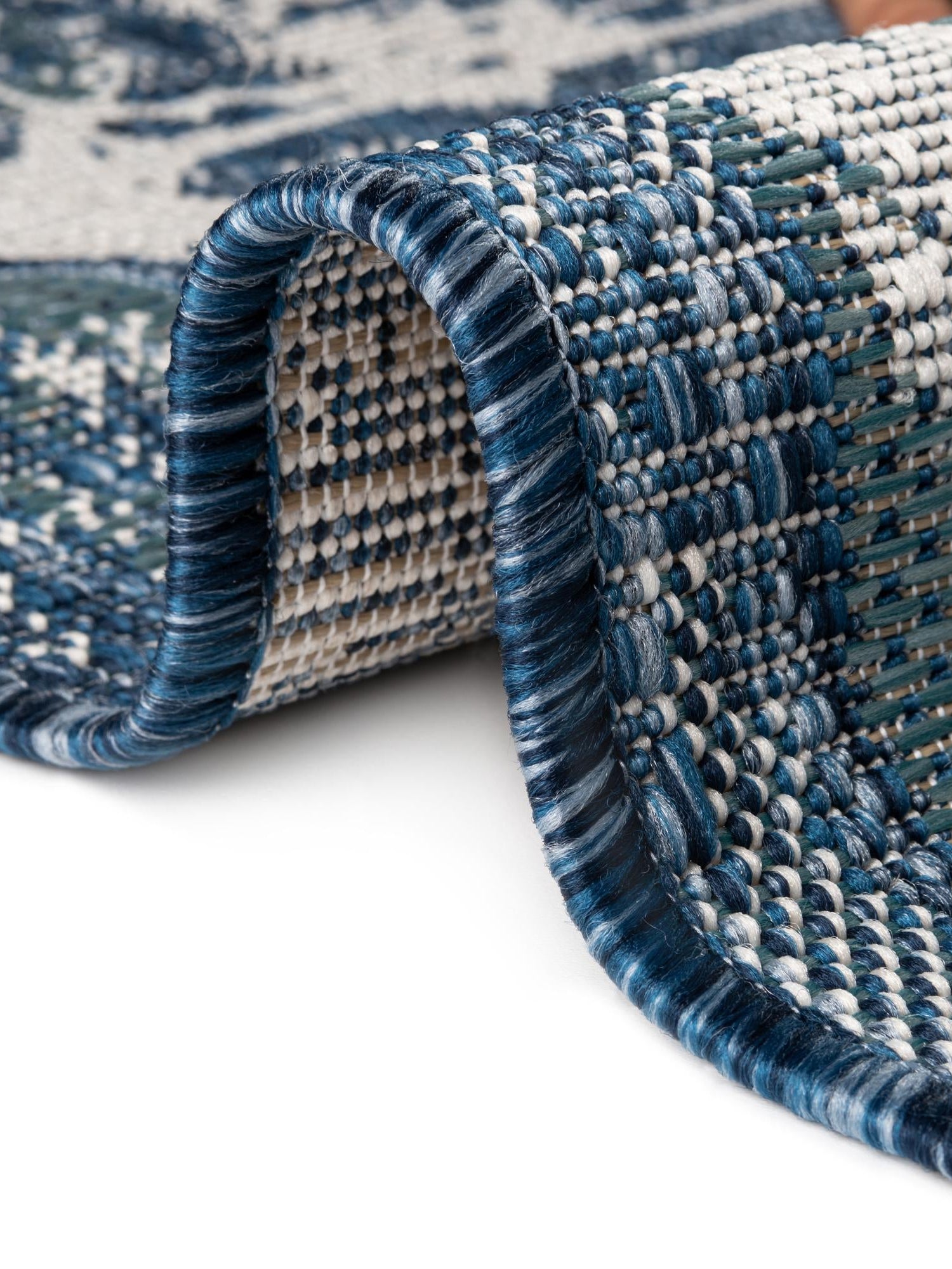 Blue 10' x 10' Outdoor Traditional Round Area Rug Weather Resistant for Patio, Deck, Terrace, Balcony, Porch Classical Design Outside Carpet for Sale at Rug Engine