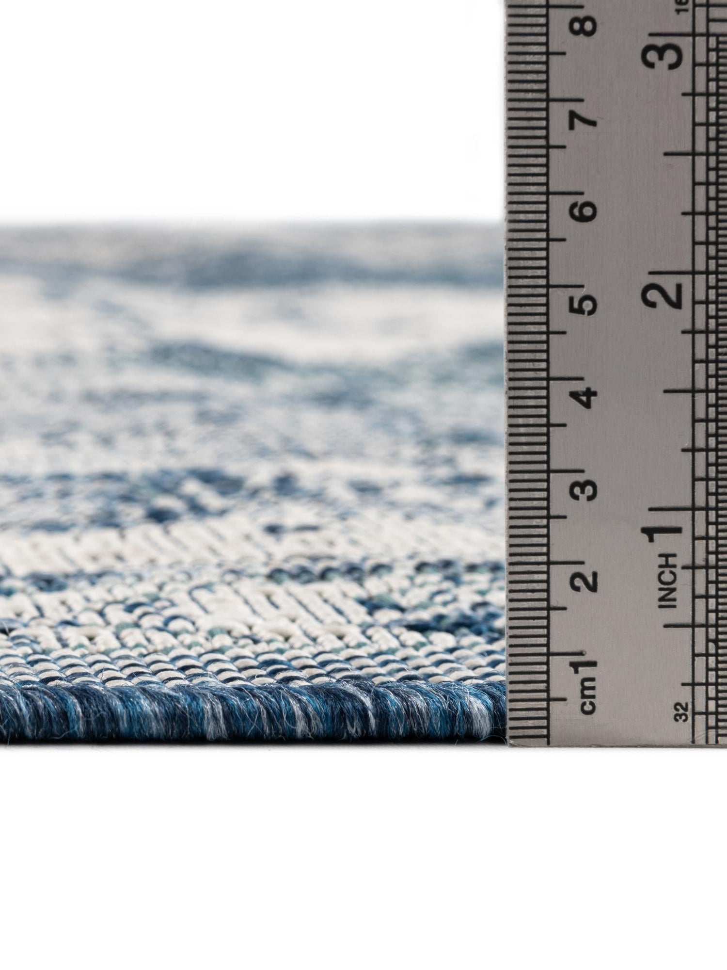 Blue 7' 10 x 7' 10 Outdoor Traditional Square Area Rug Weather Resistant for Patio, Deck, Terrace, Balcony, Porch Classical Design Outside Carpet for Sale at Rug Engine