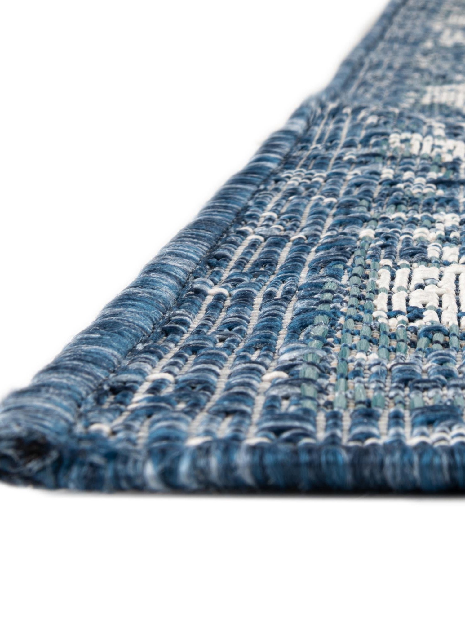 Blue 7' 10 x 7' 10 Outdoor Traditional Square Area Rug Weather Resistant for Patio, Deck, Terrace, Balcony, Porch Classical Design Outside Carpet for Sale at Rug Engine