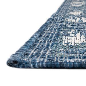 Blue 7' 10 x 7' 10 Outdoor Traditional Square Area Rug Weather Resistant for Patio, Deck, Terrace, Balcony, Porch Classical Design Outside Carpet for Sale at Rug Engine