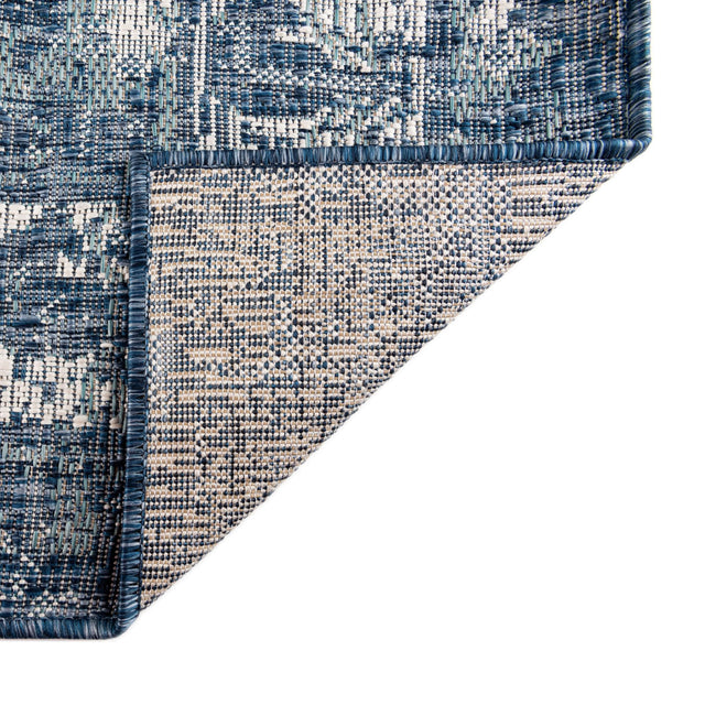 Blue 7' 10 x 7' 10 Outdoor Traditional Square Area Rug Weather Resistant for Patio, Deck, Terrace, Balcony, Porch Classical Design Outside Carpet for Sale at Rug Engine