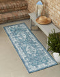 Blue 2' x 6' 1 Outdoor Traditional Runner Area Rug Weather Resistant for Patio, Deck, Terrace, Balcony, Porch Classical Design Outside Carpet for Sale at Rug Engine