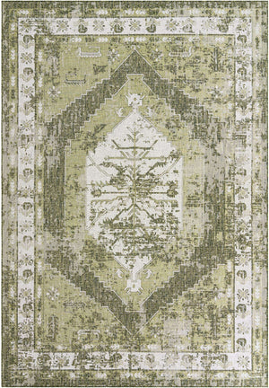 Green 10' x 14' 1 Outdoor Traditional Rectangle Area Rug Weather Resistant for Patio, Deck, Terrace, Balcony, Porch Classical Design Outside Carpet for Sale at Rug Engine
