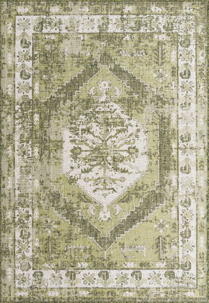 Green 7' 1 x 10' Outdoor Traditional Rectangle Area Rug Weather Resistant for Patio, Deck, Terrace, Balcony, Porch Classical Design Outside Carpet for Sale at Rug Engine