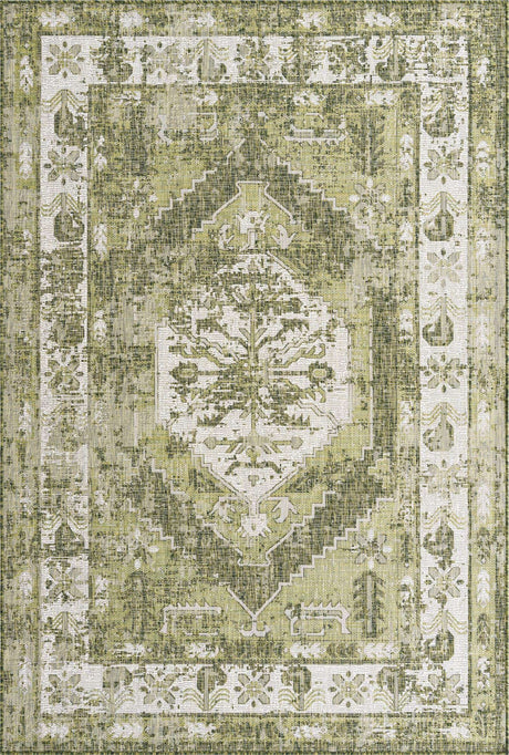 Green 6' 1 x 9' Outdoor Traditional Rectangle Rug