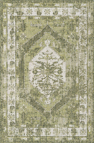 Green 5' 3 x 8' Outdoor Traditional Rectangle Area Rug Weather Resistant for Patio, Deck, Terrace, Balcony, Porch Classical Design Outside Carpet for Sale at Rug Engine