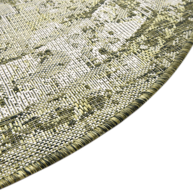 Green 3' 1 x 3' 1 Outdoor Traditional Round Area Rug Weather Resistant for Patio, Deck, Terrace, Balcony, Porch Classical Design Outside Carpet for Sale at Rug Engine