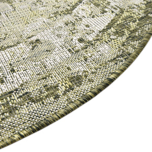 Green 4' 1 x 4' 1 Outdoor Traditional Round Area Rug Weather Resistant for Patio, Deck, Terrace, Balcony, Porch Classical Design Outside Carpet for Sale at Rug Engine