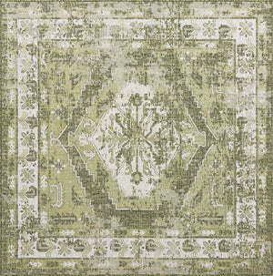 Green 7' 10 x 7' 10 Outdoor Traditional Square Area Rug Weather Resistant for Patio, Deck, Terrace, Balcony, Porch Classical Design Outside Carpet for Sale at Rug Engine