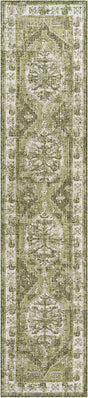 Green 2' 7 x 12' Outdoor Traditional Runner Area Rug Weather Resistant for Patio, Deck, Terrace, Balcony, Porch Classical Design Outside Carpet for Sale at Rug Engine