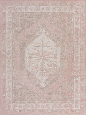 Pink 9' x 12' Outdoor Traditional Rectangle Area Rug Weather Resistant for Patio, Deck, Terrace, Balcony, Porch Classical Design Outside Carpet for Sale at Rug Engine