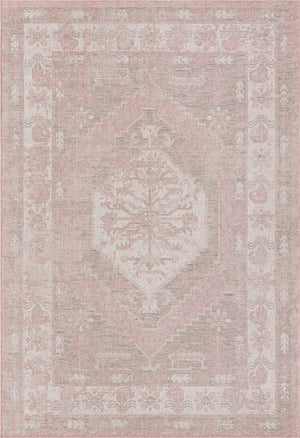 Pink 6' 1 x 9' Outdoor Traditional Rectangle Area Rug Weather Resistant for Patio, Deck, Terrace, Balcony, Porch Classical Design Outside Carpet for Sale at Rug Engine