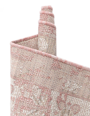 Pink 4' 1 x 6' 1 Outdoor Traditional Rectangle Area Rug Weather Resistant for Patio, Deck, Terrace, Balcony, Porch Classical Design Outside Carpet for Sale at Rug Engine
