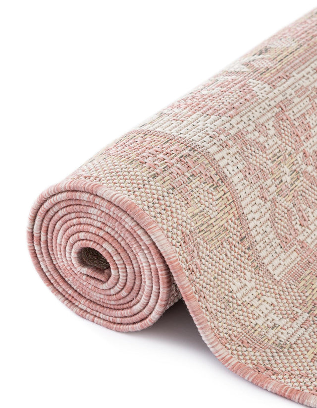 Pink 6' 1 x 9' Outdoor Traditional Rectangle Area Rug Weather Resistant for Patio, Deck, Terrace, Balcony, Porch Classical Design Outside Carpet for Sale at Rug Engine