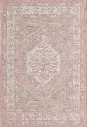 Pink 4' 1 x 6' 1 Outdoor Traditional Rectangle Area Rug Weather Resistant for Patio, Deck, Terrace, Balcony, Porch Classical Design Outside Carpet for Sale at Rug Engine
