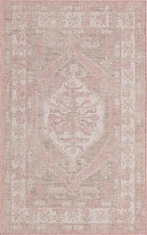 Pink 3' 1 x 5' 3 Outdoor Traditional Rectangle Area Rug Weather Resistant for Patio, Deck, Terrace, Balcony, Porch Classical Design Outside Carpet for Sale at Rug Engine