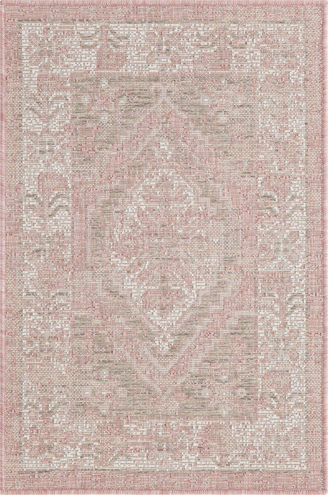 Pink 2' x 3' 1 Outdoor Traditional Rectangle Rug