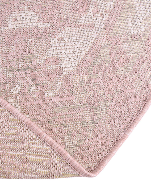 Pink 7' 10 x 7' 10 Outdoor Traditional Round Area Rug Weather Resistant for Patio, Deck, Terrace, Balcony, Porch Classical Design Outside Carpet for Sale at Rug Engine