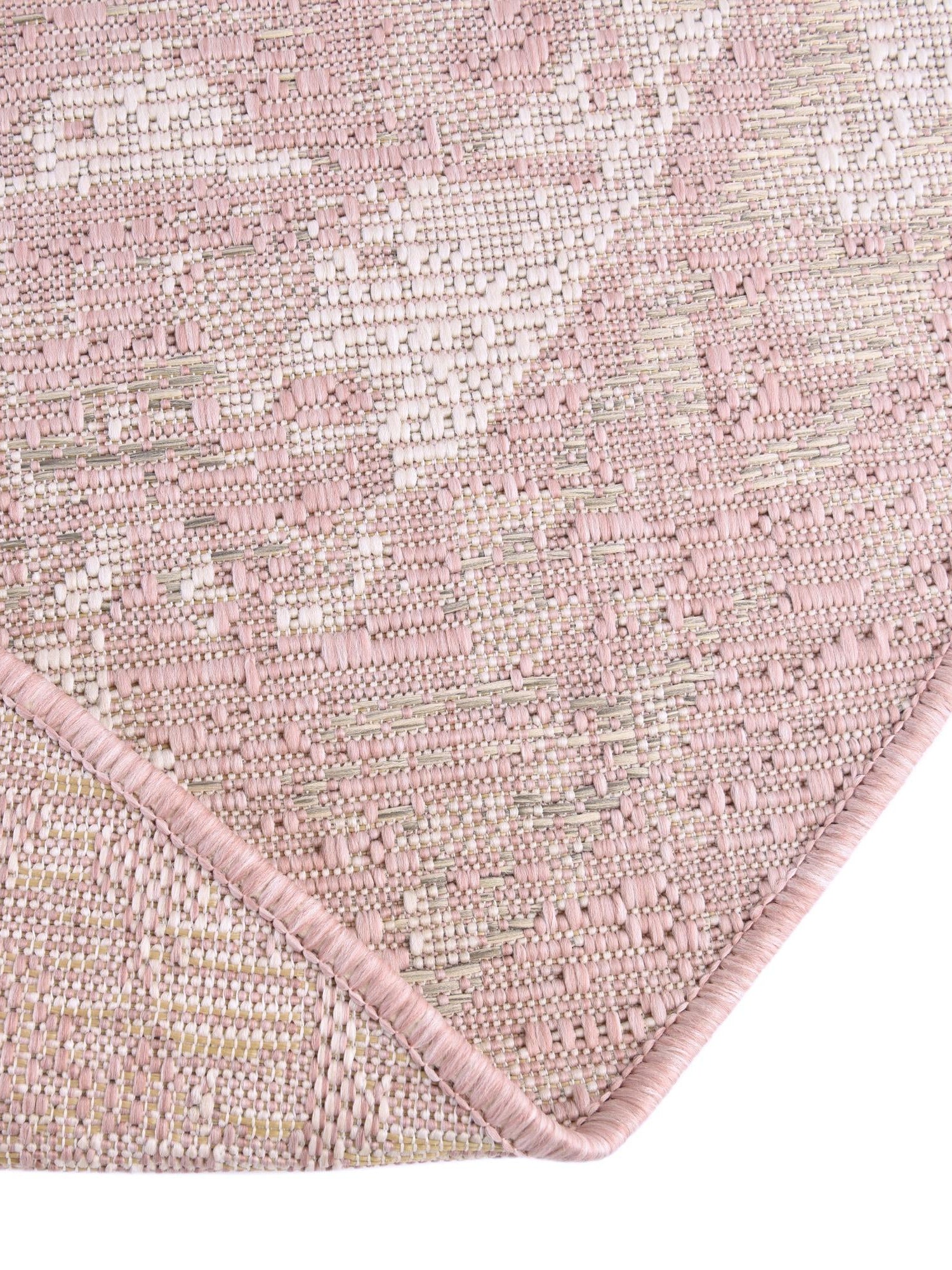 Pink 4' 1 x 4' 1 Outdoor Traditional Round Area Rug Weather Resistant for Patio, Deck, Terrace, Balcony, Porch Classical Design Outside Carpet for Sale at Rug Engine